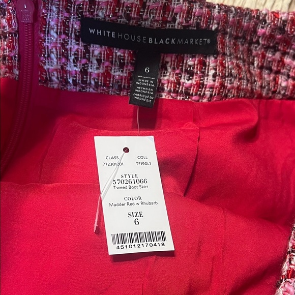 White House Black Market Pink Tweed Pencil Skirt W/ Zippered Pockets Sz 6 NWT - Picture 10 of 10